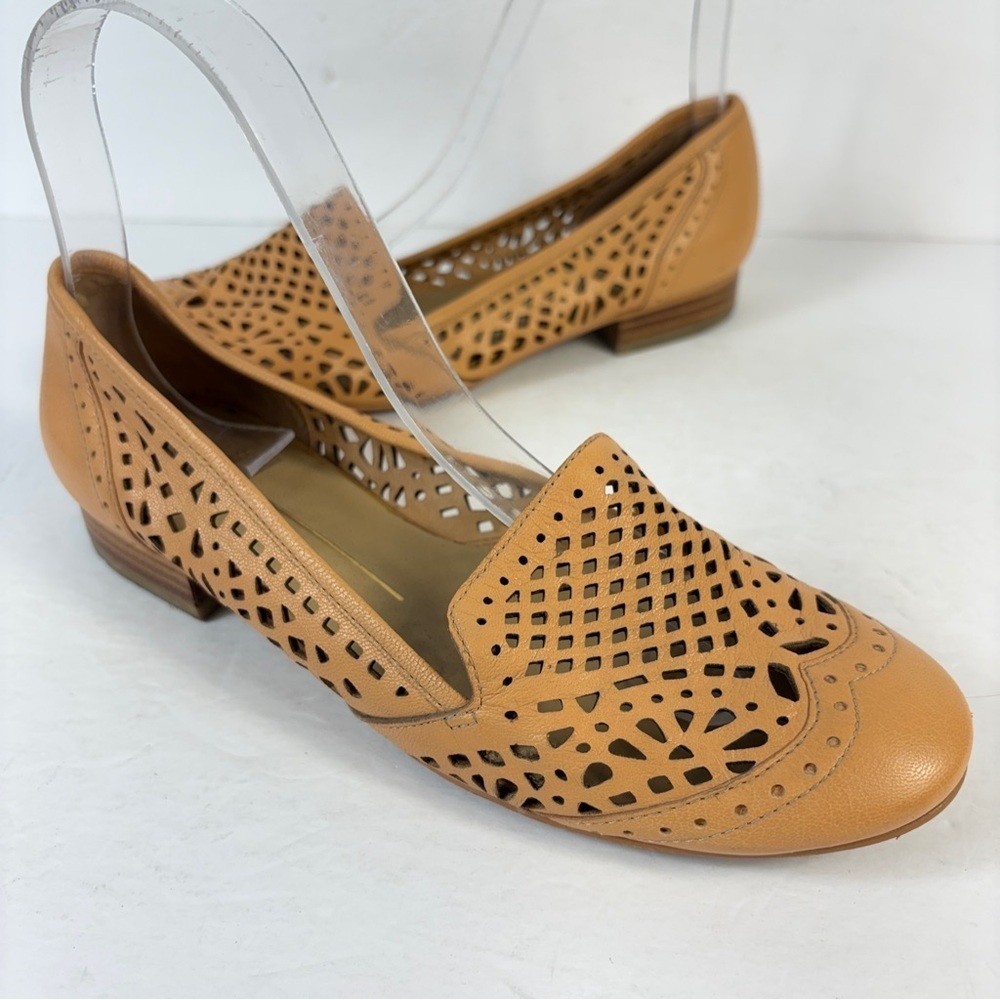 Dolce Vita Ipis/Carla Tan Leather Laser Cut Almond Toe Loafers Flats 7